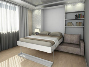 Кровать в дизайне интерьера гостиной