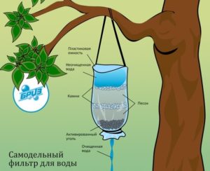 Фильтрация воды с помощью самодельных приспособлений