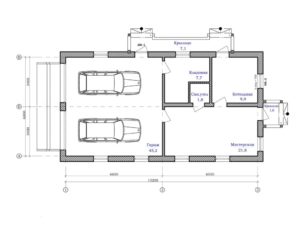 Проект гаража на 2 машины: особенности планировки