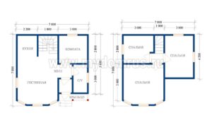 Двухэтажный дом размером 7x7 м: интересные варианты планировки