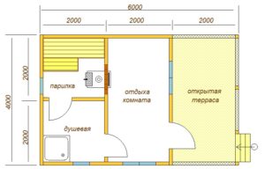 Проект бани размером 4х6