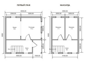 Дома из бруса размером 6х6: чертежи и схемы построек