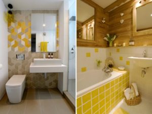 Желтая плитка для ванной: плюсы и минусы