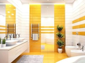 Желтая плитка для ванной: плюсы и минусы