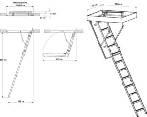 Разновидности и размеры чердачных лестниц