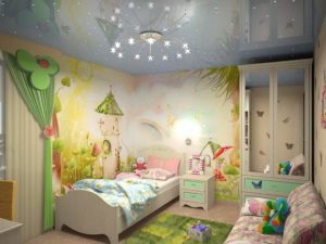 Варианты оформления потолка в детской комнате для девочки