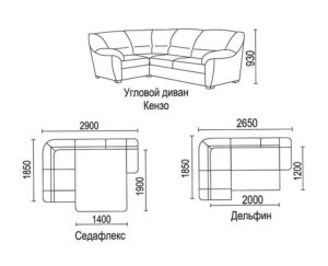 Размеры угловых диванов