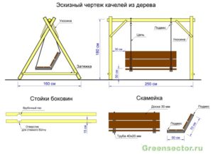 Качели из бруса: особенности, чертежи и изготовление