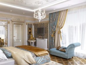 Классические шторы в спальню