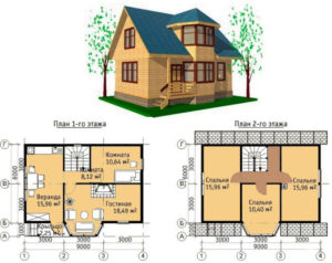 Двухэтажный дом из бруса: чертежи и схемы строительства